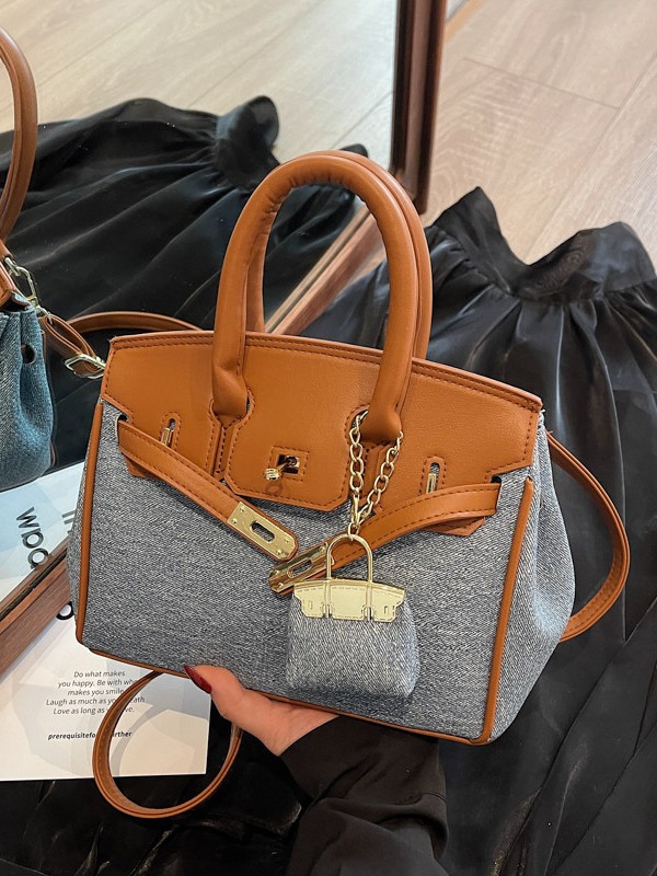 Bolso Kelly de alta gama para mujer, novedad 2026, de mezclilla con patchwork retro, para llevar al hombro o cruzado, ideal para el día a día.