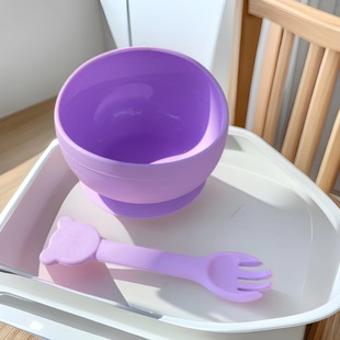 Silicone Suction Cup Bowl, Kindergarten Special Bowl, Spoon and Bib Set, Child Anti-Fall Bowl, Baby Soup and Eating Bowl