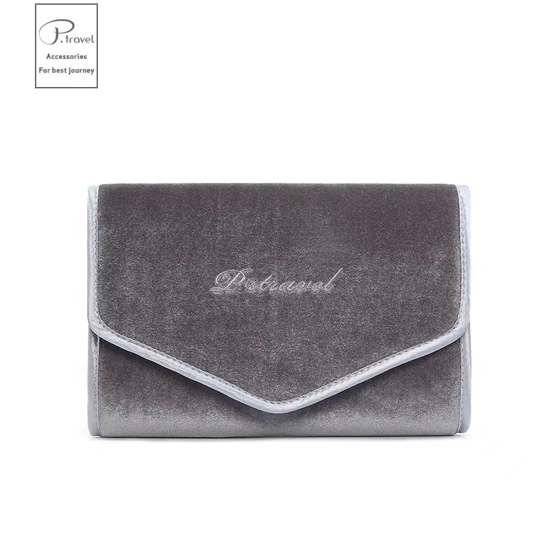 Bolsa de joyería portátil para viaje, caja de joyería para el hogar, bolsa plegable multifuncional para collares y pendientes.