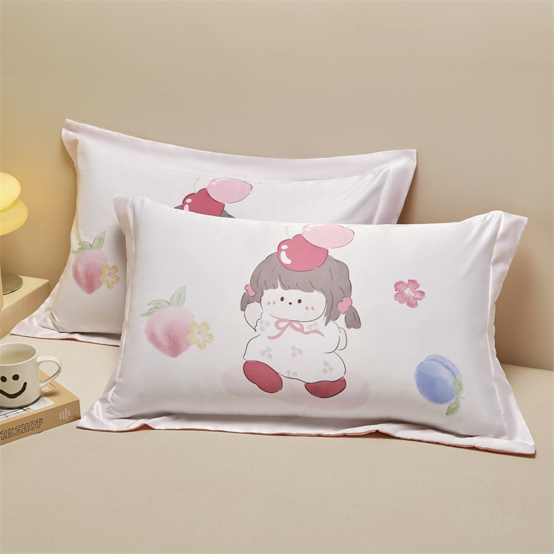 Un par de fundas de almohada de seda de hielo de 48cmx74cm fundas de almohada de seda para el hogar 2025 nuevo juego completo individual premium