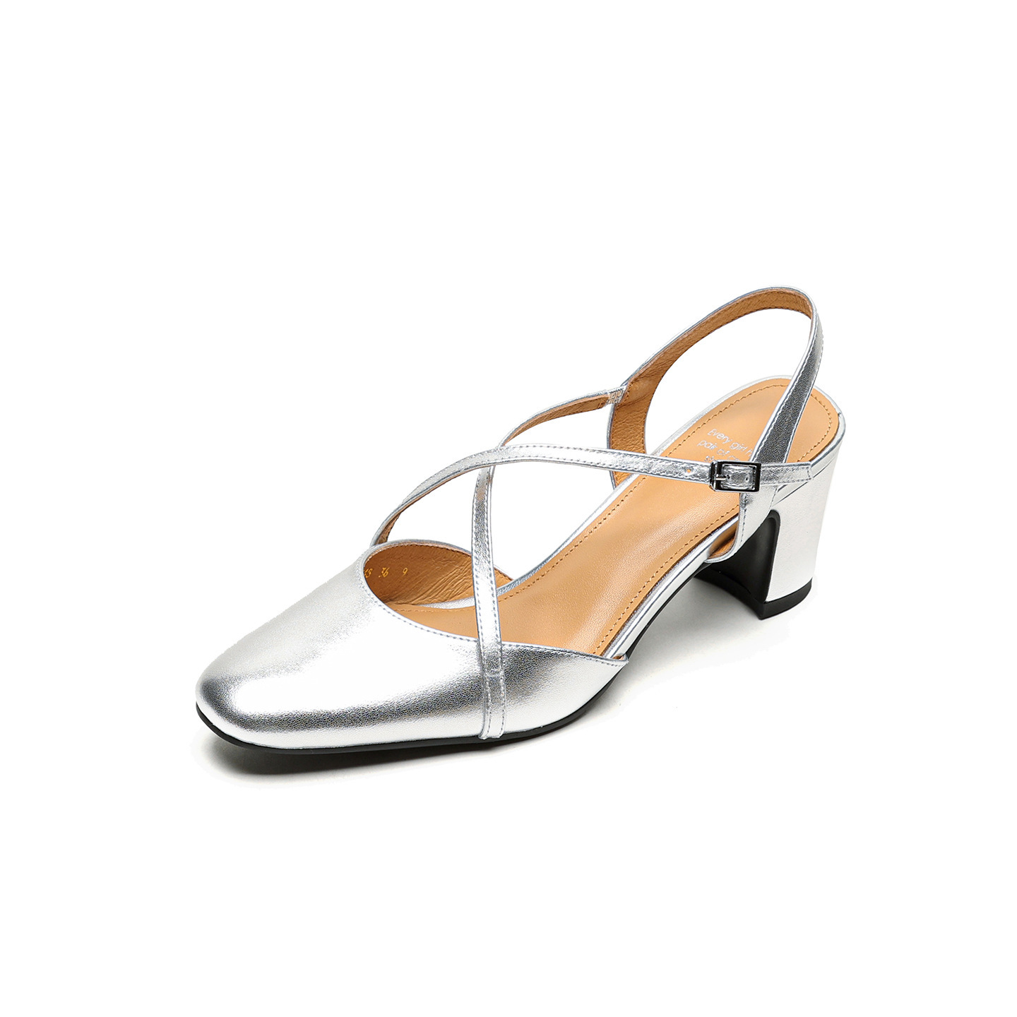 Sandal cao gót nữ mũi nhọn quai chéo buộc dây, gót vuông ổn định — màu trắng ngà chi tiết 24