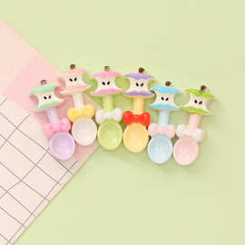 可爱苹果核勺子 diy奶油胶手机壳钥匙扣洞洞鞋扣发夹树脂饰品配件