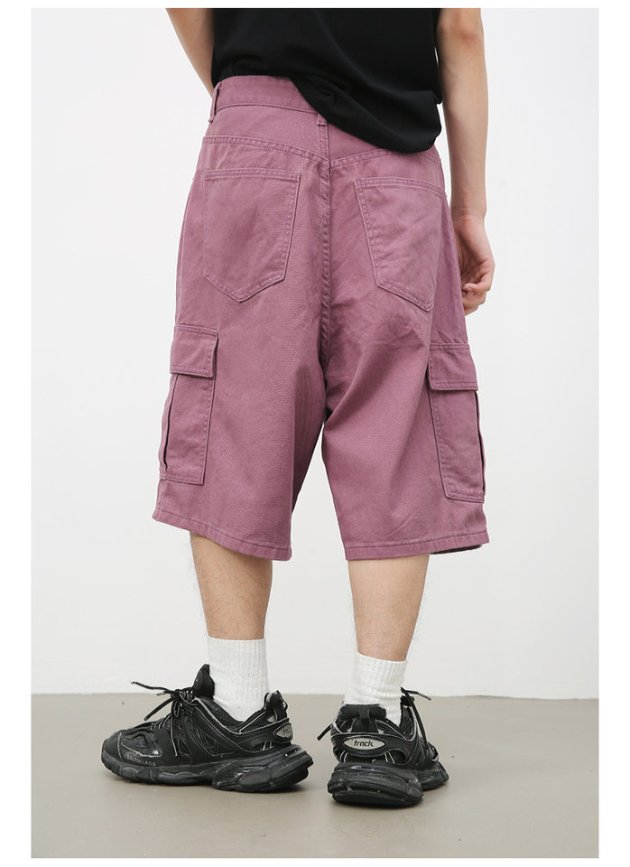 Quần short denim nam ống rộng ống đứng lửng 5 tấc phong cách Hàn, form rộng rãi dễ phối đồ — Hồng đào, Màu be nhạt, Màu cà phê, Trắng be chi tiết 21