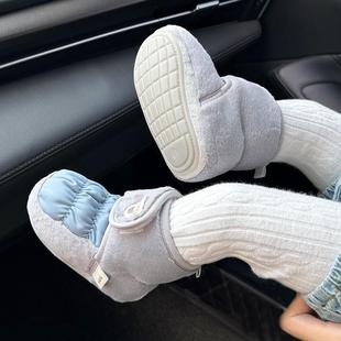 Winter thickened newborn baby shoes baby soft rubber soles toddler shoes warm 0-1 year old non-slip anti-drop fleece-lined cotton shoes