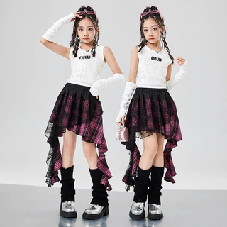 爵士舞服装女童潮酷时髦少儿亮片演出服女团儿童走秀潮服jazz套装