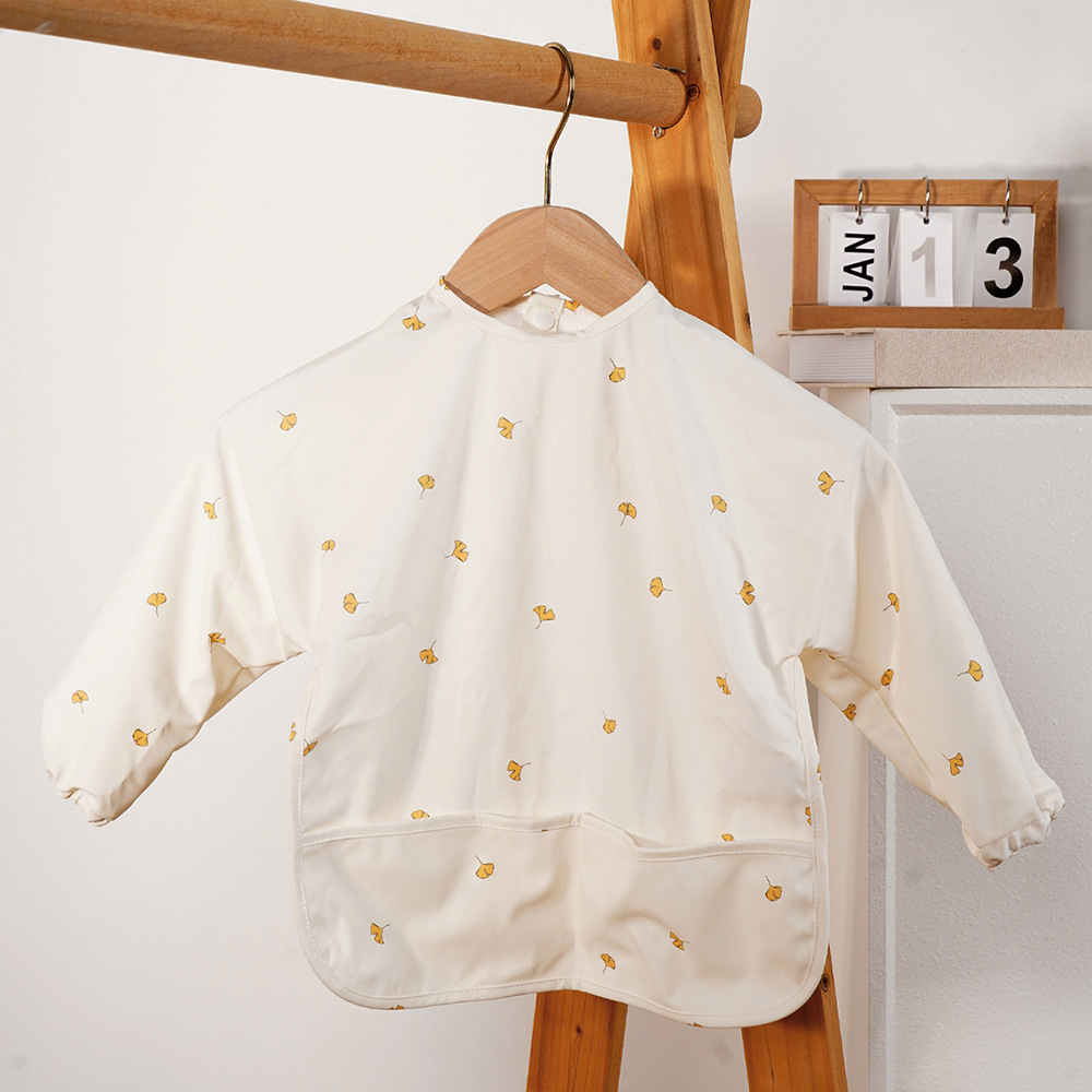 Danés PU impermeable de manga larga para niños mono anti-fouling buena limpieza bebé comiendo babero bebé babero anti-sucio alimentación