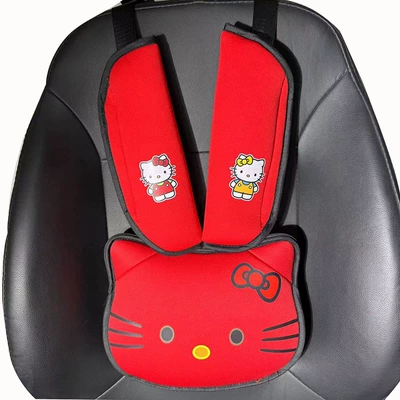 Cat Head Auxiliary Safety Seat belt shoulder pad - red-thickened-cotton-punched-cat-head-style-shoulder-pads-shield