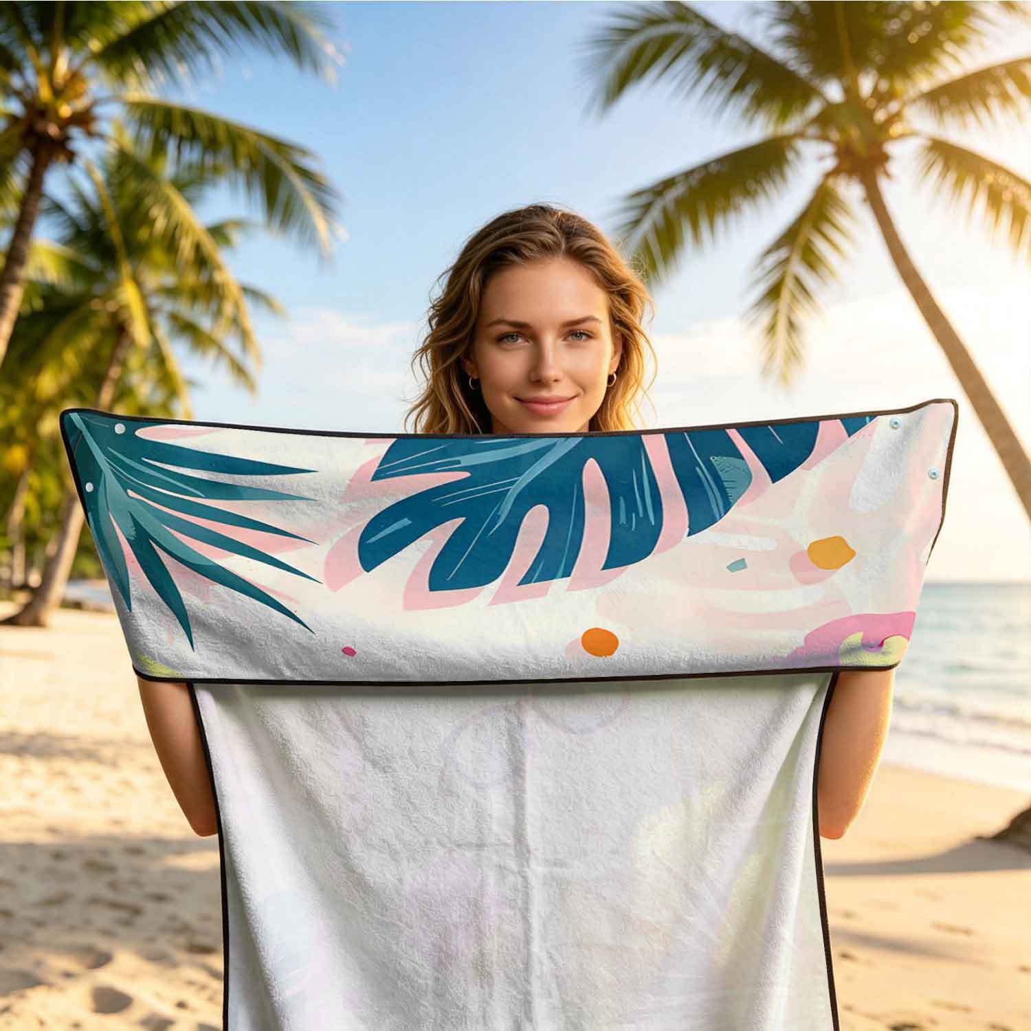 Printed bath towel and car seat cover 2-in-1, ultra-fine fiber outdoor beach and car dual-use universal seat cushion