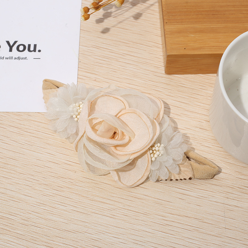 Fábrica al por mayor nuevo estilo pastoral de nylon Flor del pelo del bebé banda fresca foto accesorios para el cabello