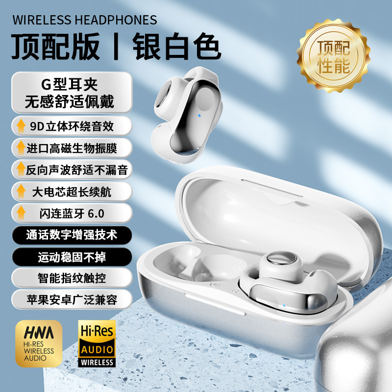 跨境私模新款蓝牙耳机无线夹耳式运动超长续航智能app现货批发|undefined