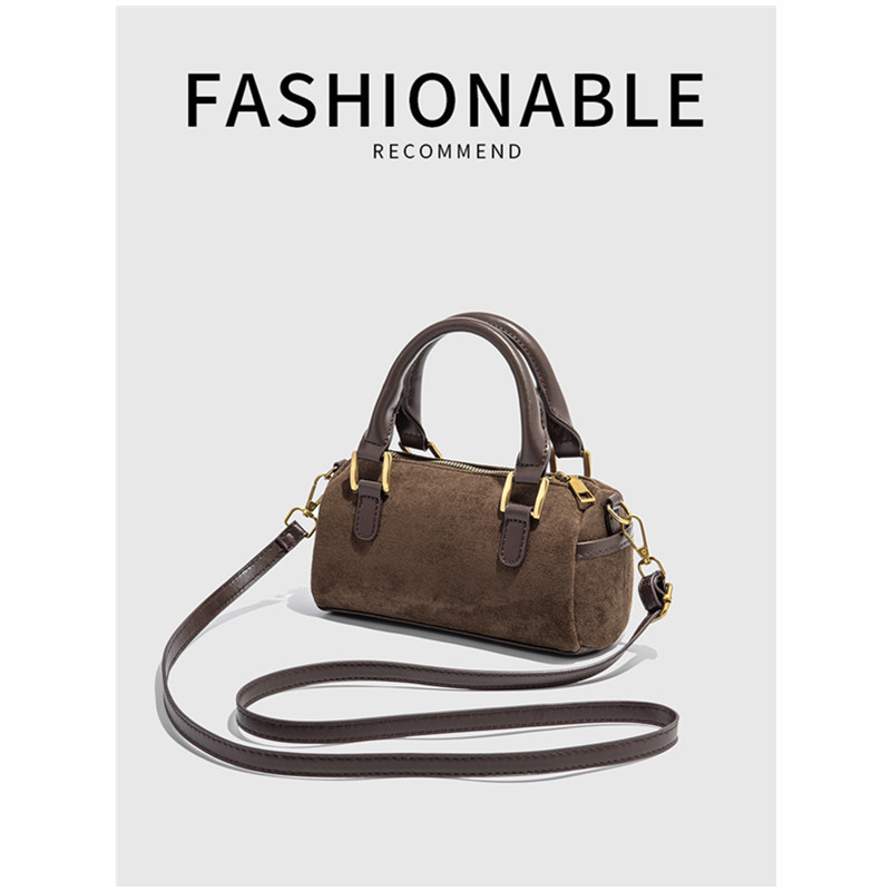 Piccola borsa a tracolla boston in camoscio stile retrò donna_voghion.com