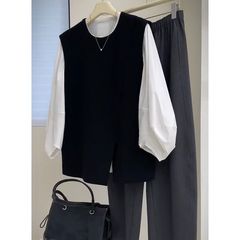 胖MM特大码300斤春秋新款显瘦搭配高级感职业衬衫马甲两件套装女