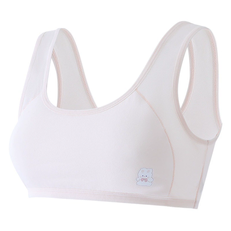 Хлопковое Двухслойное тонкое хлопковое нижнее белье с широкими плечами для девочек, сетчатый жилет для развития девочек, бюстгальтер для учащихся начальной и средней школы, женский