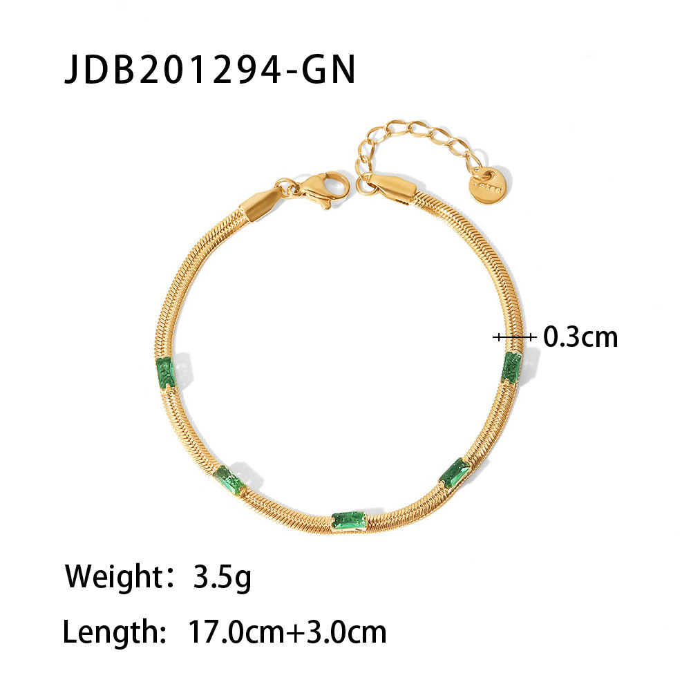 Fashion Square Stainless Steel Gold Plated Zircon Bracelets Necklace