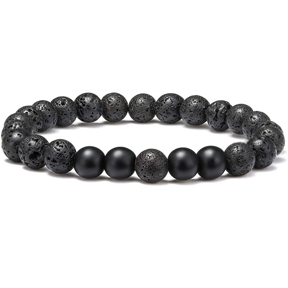 Amazon popular 8mm Ojo de Tigre piedra volcánica pulsera energía lava piedra pulsera al por mayor