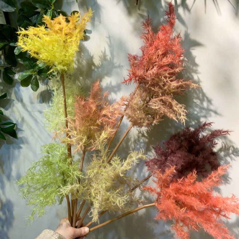 Cross-Border Factory Direct Sales of Artificial Yellow Holly Smoke Tree Mist Flower Arrangements for Landscaping, Wedding Soft Decoration, Floral Photography Props