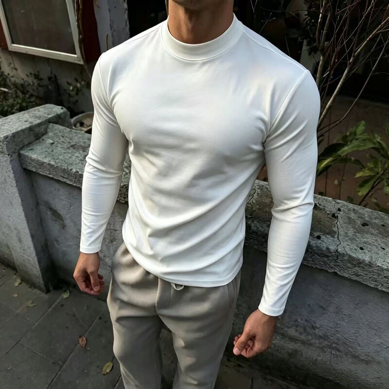 GARM26FW American casual G02 style half-high collar, fitted long-sleeve T-shirt, solid color, stretchy base layer top GARM26FW American casual G02 style half-high collar, fitted long-sleeve T-shirt, solid color, stretchy base layer top