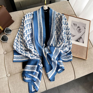 Summer five-pointed star imitation silk sunscreen scarf printed beach towel shawl travel with ladies scarf wholesale