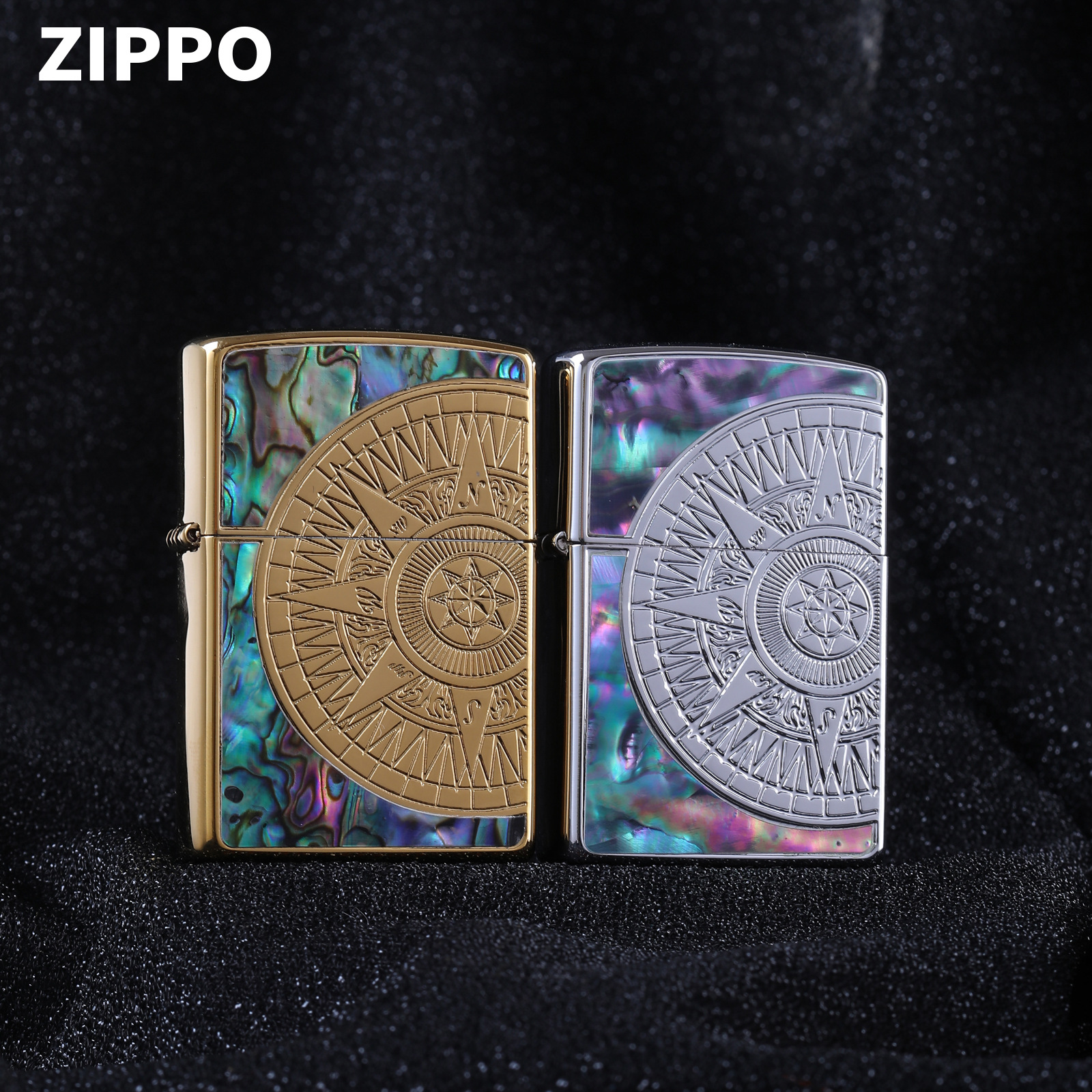 Zippo芝宝正品防风煤油砂轮打火机天然彩贝爱情海罗盘送礼批发