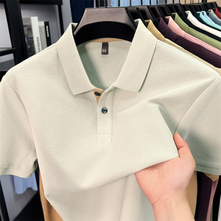 100 Cotton Men's Polo Shirt Summer New Lapel Solid Color Casual Business Middle-aged Loose Short-sleeved Men's T-shirt