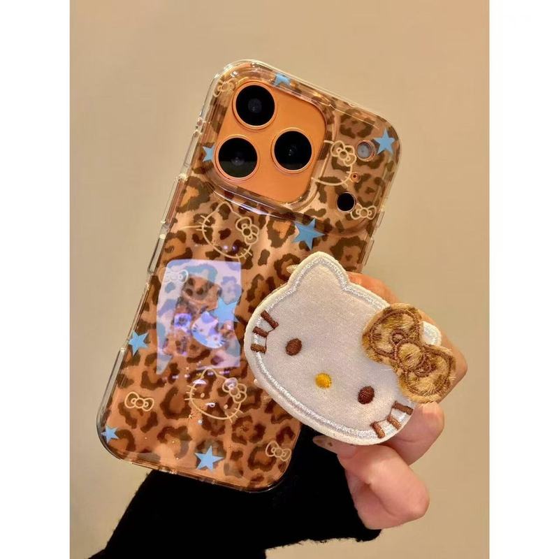 甜酷风刺绣豹纹蝴蝶结可爱猫咪适用iphone17promax苹果16手机壳15|undefined