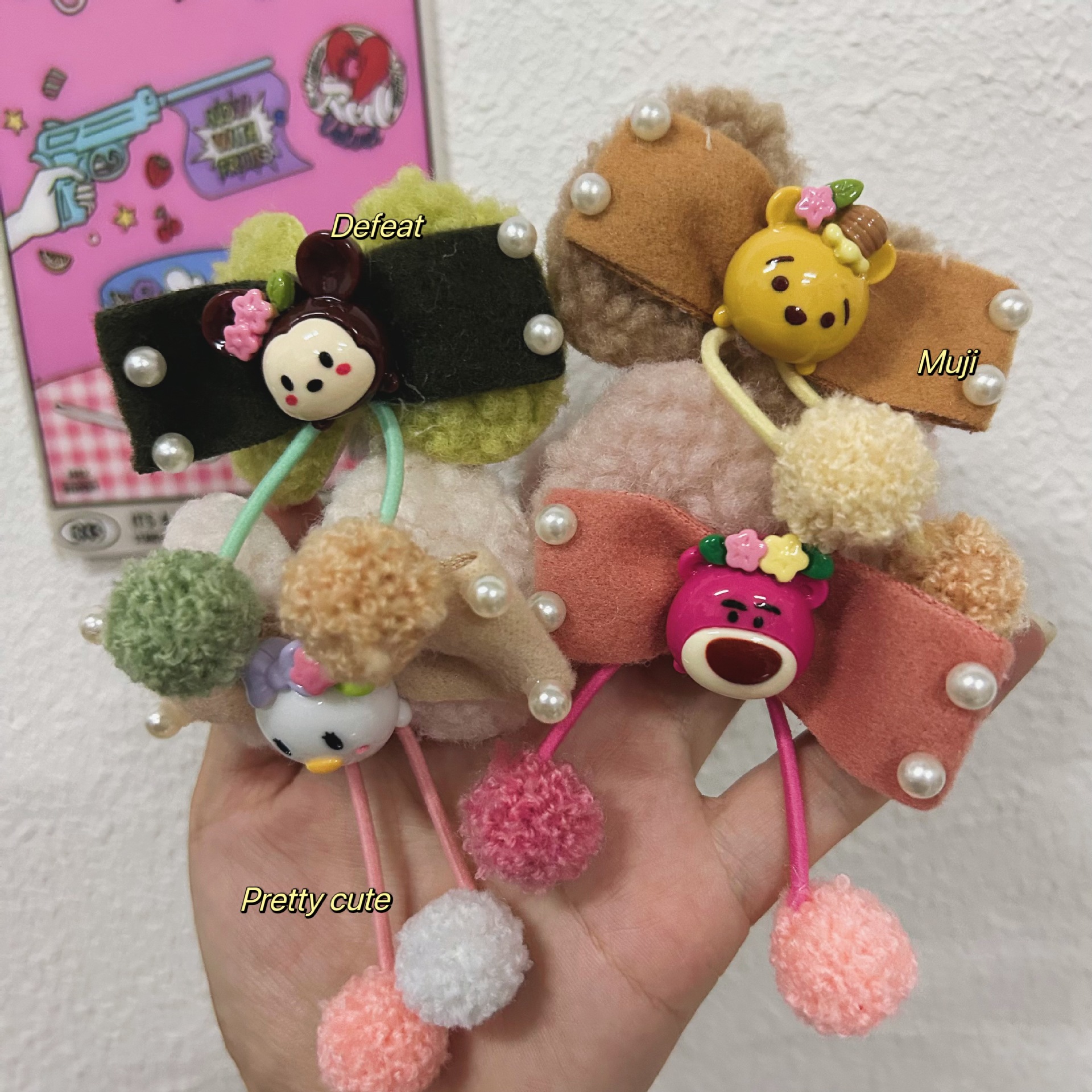 Caricatura coreana para niños no daña toallas de cabello anillo de cabello de peluche invierno arco lindos bola cabeza de caballo adornos