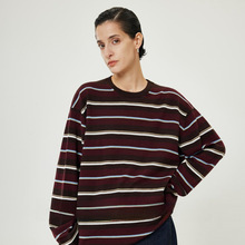 开间/ROW爆火 可机洗桑蚕丝羊毛混纺复古撞色彩条加厚廓形针织衫