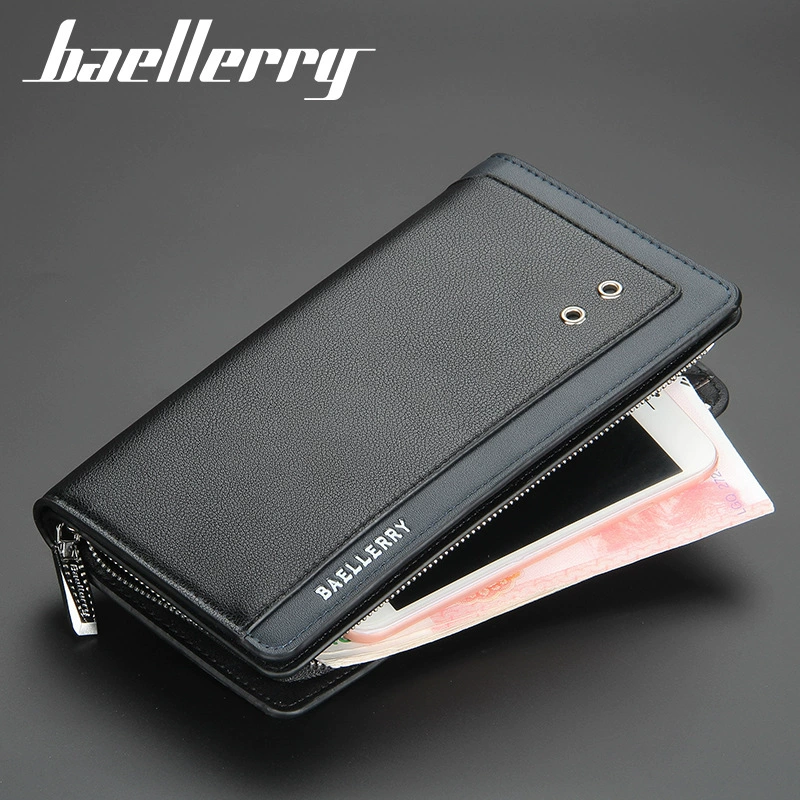 Мужской кошелёк baellerry длинный на молнии с отделениями для карт