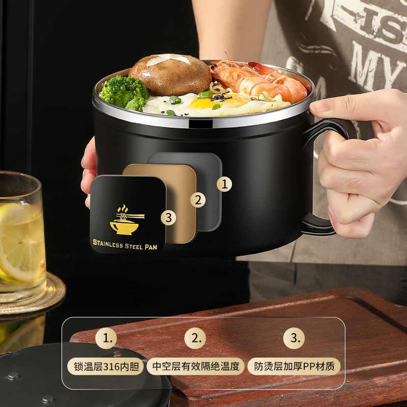 食品级不锈钢泡面碗带盖可沥水学生食堂打饭饭盒宿舍碗易洗|undefined