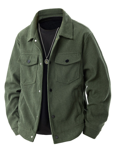 Spring and autumn new corduroy working lapel jacket, men's blue casual trend coat, handsome top, all-match