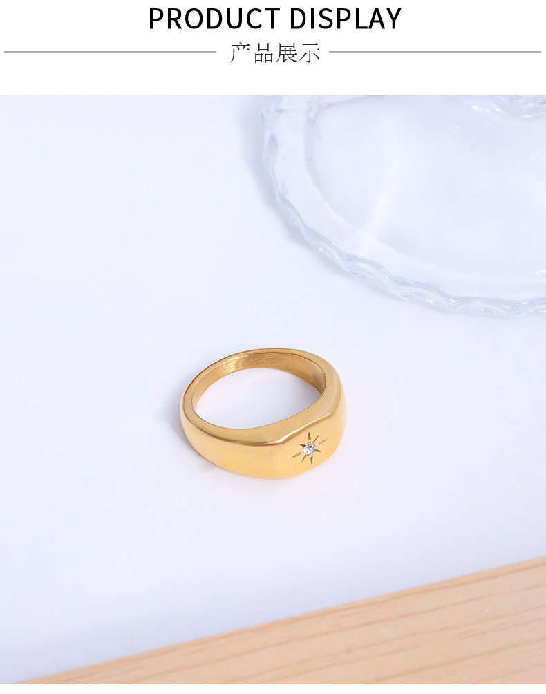 European and American jewelry inlaid zircon design titanium steel plated 18k gold finger ring