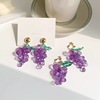 Earrings, long purple cute pendant, crystal, silver needle, ear clips, silver 925 sample