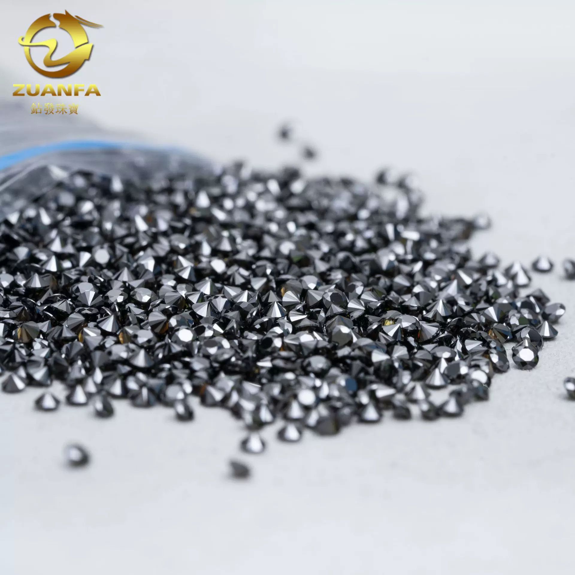 圆形黑色莫桑石厘石0.8-3.0mm黑莫桑厘石小碎钻裸石彩色莫桑批发