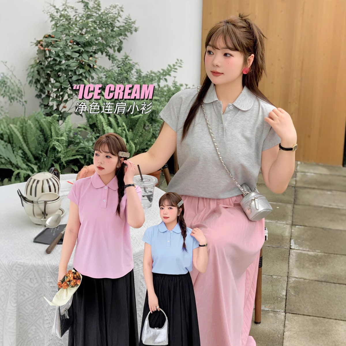 现货k2697女士短袖T恤胖mm240斤女式彼得潘小圆领t恤小衫大码女装