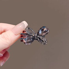 新款蝴蝶结水钻发夹女刘海夹侧边小号抓夹前额碎发鲨鱼夹发卡头饰