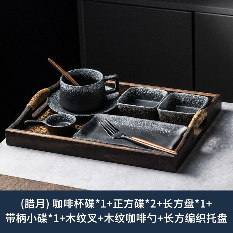 家用下午茶陶瓷餐具套装一人食餐盘带托盘酒店餐厅早餐分格盘套装|undefined