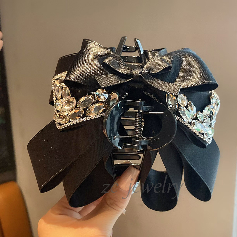 Glänzende Schleifen-haarklammer Mit Strass Für Damen_voghion.com