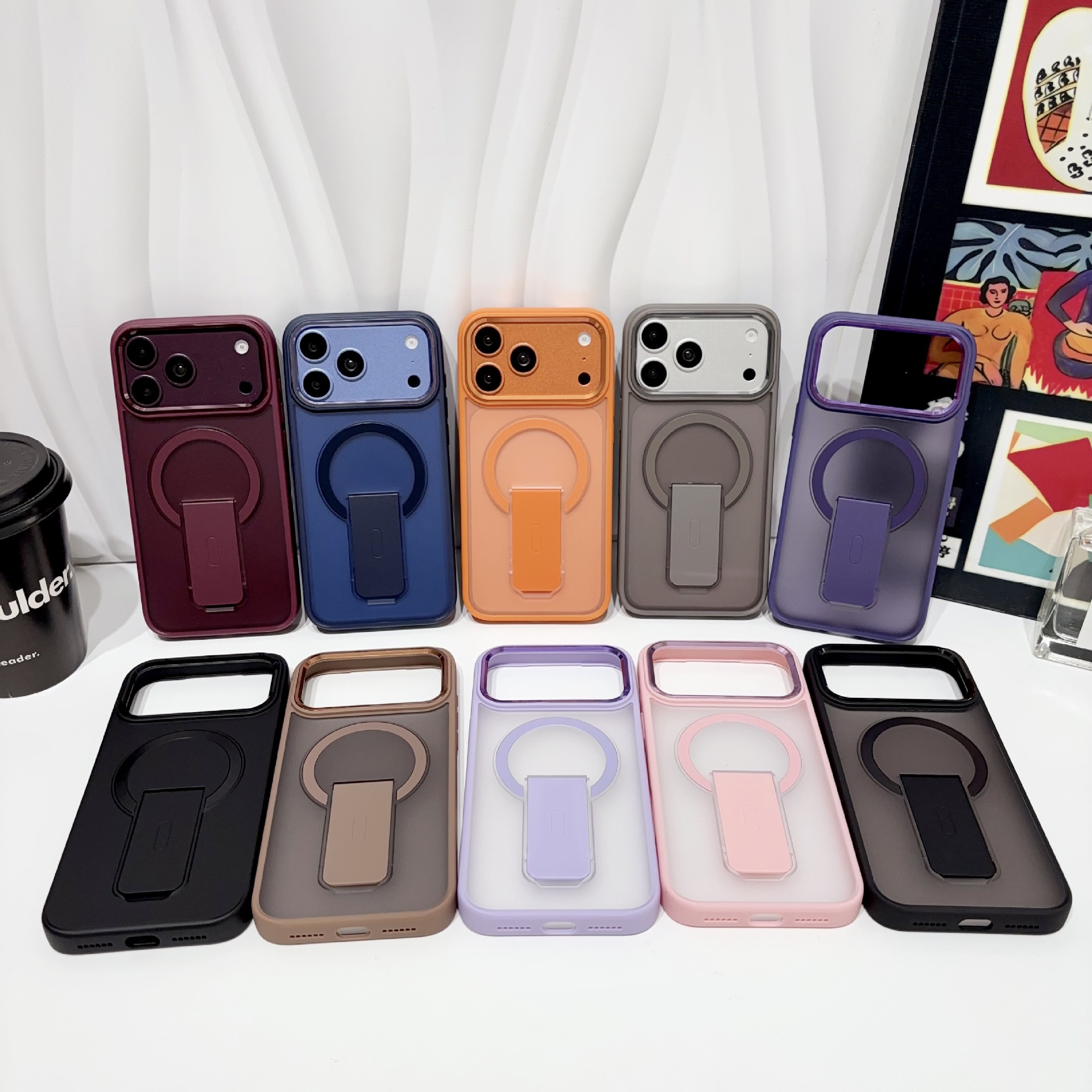 Funda con Soporte Magnético para iPhone 18 Pro Max 17 16 de TPU Mate Anti-caída