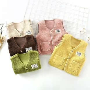 New Children's Fleece Vest Autumn and Winter Thickened Baby's Camper Cardigan Warm Men's and Women's Vest Jacket