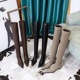 009-22 Fashion pointy toe thick heel knee high boots show thin and versatile elastic thin boots women's boots