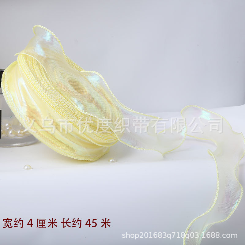 Hilado de cola de pez Symphony Cinta Decoración de pastel Ramo de copia lateral Boleto de flores Tombro de lazo Cinta de hilo ondulado