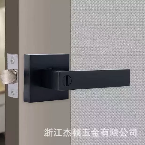 门锁家用通用型卧室门锁室内球形单舌房门锁灰色执手锁黑色三杆锁