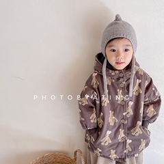 2023 Children's Clothing Winter New Style Children's Korean Cotton Printed Jacket Girls Cotton Clothes Cotton Down Jacket 21870