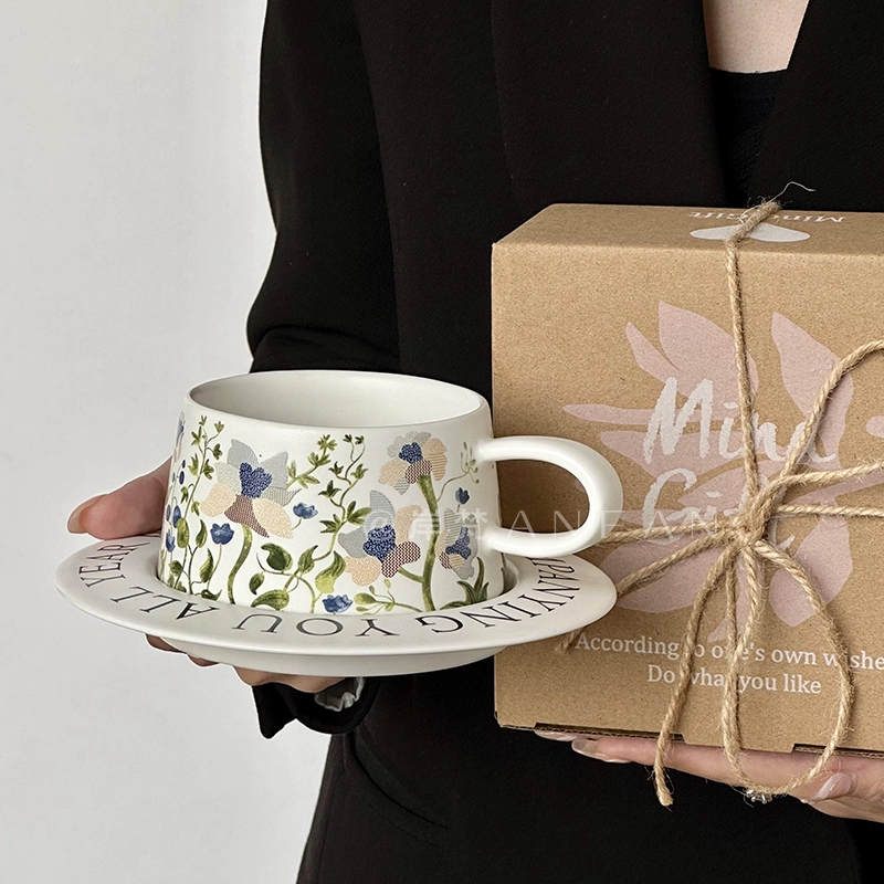岸梵 Retro coffee гениun набор, орхидея, ручная роспись, подарок на день рождения