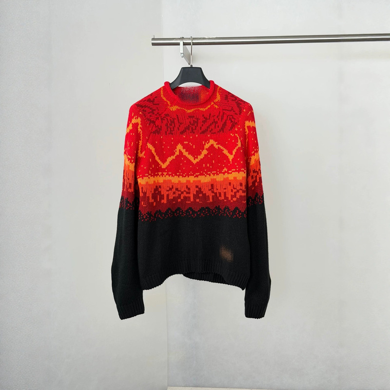 Lujia high-quality authentic version 26fw Volcano Fair Isle gradient jacquard knitted turtleneck sweater Lujia high-quality authentic version 26fw Volcano Fair Isle gradient jacquard knitted turtleneck sweater