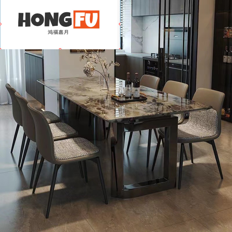 Modern Minimalist Villa Dining Table Luxury Stone Dining Table and Chair Combination Large and Small Size Dining Rectangular Table Home Dining Table