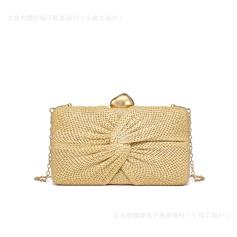 Cross-Border 2025 New Pleated Evening Clutch Bag Women's Fashion Versatile Beach Personalized Design Box Straw Bag Cross-Border 2025 New Pleated Evening Clutch Bag Women's Fashion Versatile Beach Personalized Design Box Straw Bag