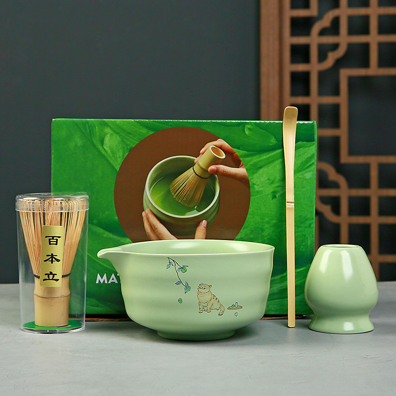 抹茶茶碗日本式抹茶宋代点茶道具陶磁器茶碗カップミキサー抹茶ブラシ茶コップセット|undefined