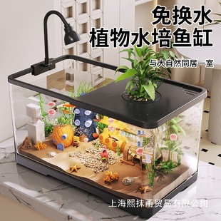 Fish Tank Small Living Room Ecological Landscaping Filtration Oxygen Production All-In-One Machine 2025 New Model with Cover Household Desktop Goldfish Tank