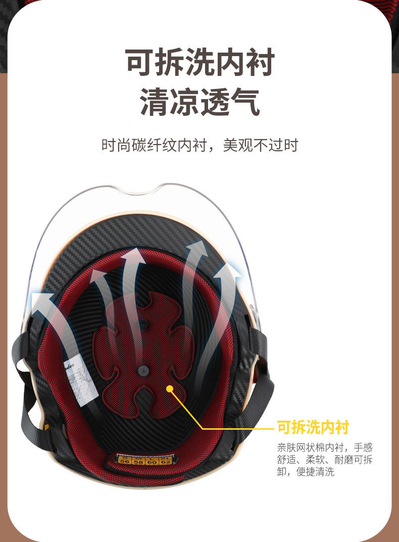 Four-Season Universal Electric Vehicle Cute Helmet for Men and Women, Motorcycle Safety Helmet, Summer Sun Protection Half Helmet, National Standard